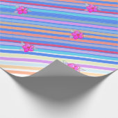 Streifen mit blauem und rosafarbenem Blumenpapier Geschenkpapier (Ecke)