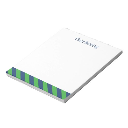 Streifen mit blauer und grüner Krawatte Personalis Notizblock (Rotiert)