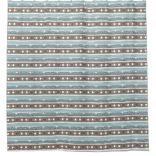Streifen mit Kreise und Ringen im Retrostil Duschvorhang