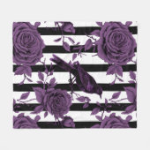 Streifen mit Lila Rose und Krähen Fleecedecke (Vorderseite (Horizontal))