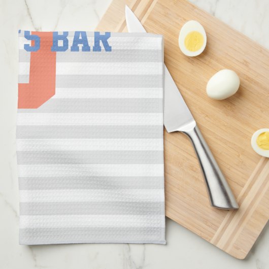 Streifen mit Monogramm-Bar-Tuch Geschirrtuch (Viertel Falte)