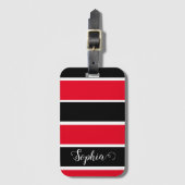 Streifen mit Personalisierter und roter Bezeichnun Gepäckanhänger (Vorderseite Vertikal)
