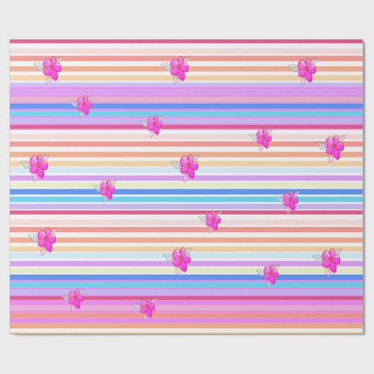 Streifen mit rosafarbenem, florierfähigem Papierge Geschenkpapier (Flach)