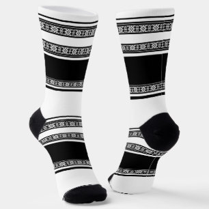 Streifen mit schwarz-weißem Spitzen und horizontal Socken