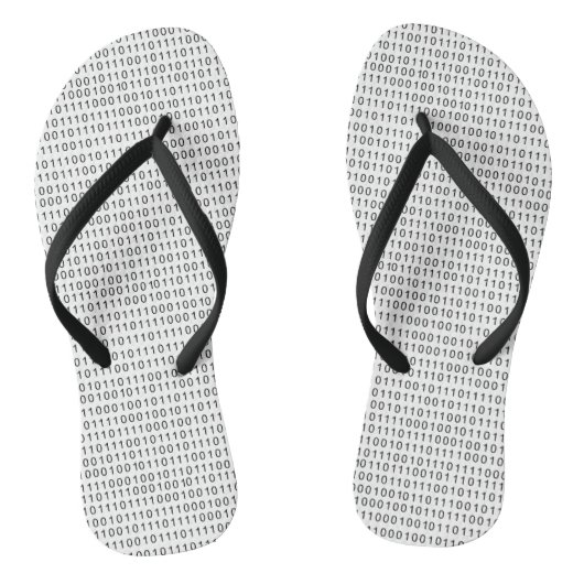 Streifen mit schwarzem und weißem Binärkode Badesandalen (Fußbett)