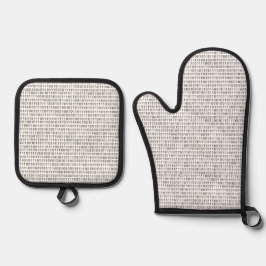 Streifen mit schwarzem und weißem Binärkode Ofenhandschuh & Topflappen-Set