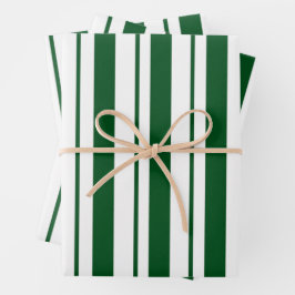 Streifen mit weißer und grüner Candy Cane Geschenkpapier Set