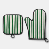 Streifen mit weißer und grüner Candy Cane Ofenhandschuh & Topflappen-Set (Vorderseite)