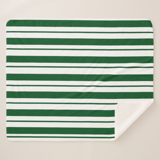 Streifen mit weißer und grüner Candy Cane Sherpadecke (Vorderseite (Horizontal))