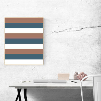 Streifen Mocha Aquamarin White Poster