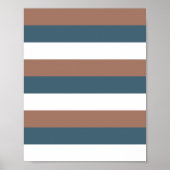 Streifen Mocha Aquamarin White Poster (Vorne)