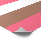 Streifen Mocha Brown Rosa White Poster (Ecke)