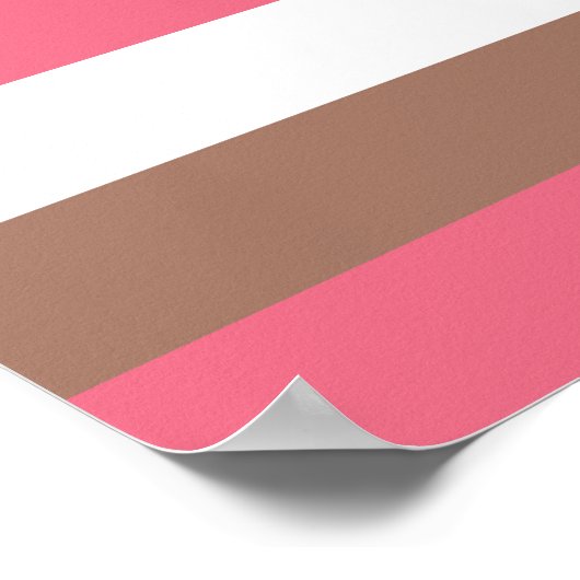 Streifen Mocha Brown Rosa White Poster (Ecke)