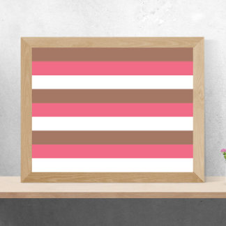 Streifen Mocha Brown Rosa White Poster