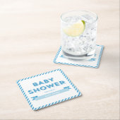 Streifen Moderne Blue Baby Dusche Rechteckiger Pappuntersetzer (Vor Ort)