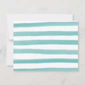 Streifen Monogram Aquamarin Green Watercolor Moder Mitteilungskarte (Rückseite)