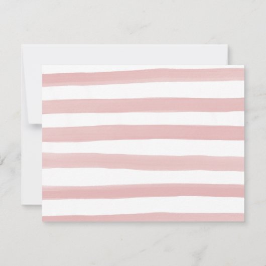 Streifen Monogram Blush Pink Wasserfarbe Moderne F Mitteilungskarte (Rückseite)