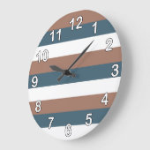 Streifen Muster Aquamarin braun, weiße Zahlen Große Wanduhr (Winkel)