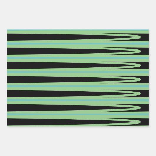 Streifen Muster Aquamarin grün Schwarz-weiße Multi Geschenkpapier Set (Vorderseite 2)