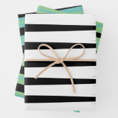 Streifen Muster Aquamarin grün Schwarz-weiße Multi Geschenkpapier Set (Beispiel)