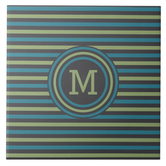 Streifen Muster benutzerdefinierte Monogramm-Flies Fliese (Vorderseite)