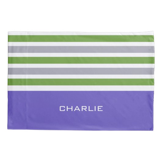 Streifen Muster benutzerdefinierte Monogramm-Pillo Kissenbezug (Rückseite)