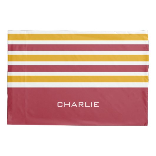 Streifen Muster benutzerdefinierte Monogramm-Pillo Kissenbezug (Rückseite)