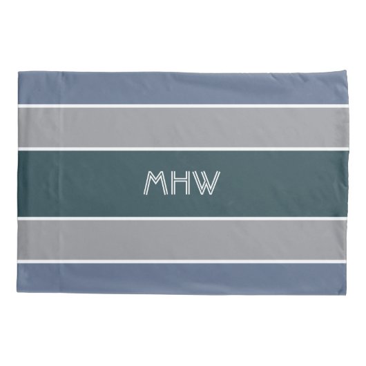 Streifen Muster benutzerdefinierte Monogramm-Pillo Kissenbezug (Rückseite)