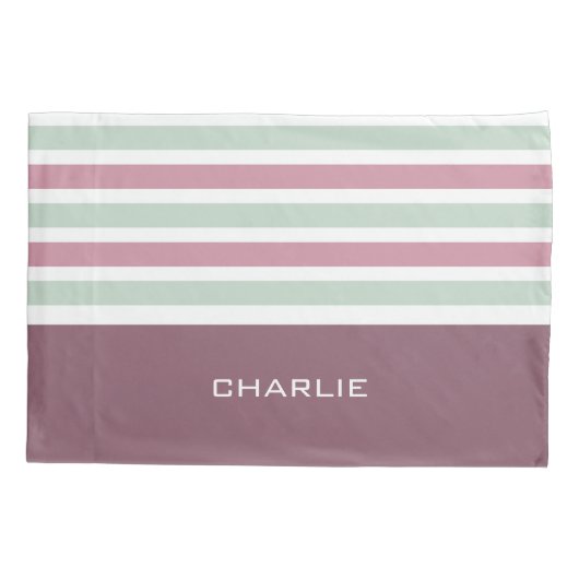 Streifen Muster benutzerdefinierte Monogramm-Pillo Kissenbezug (Rückseite)