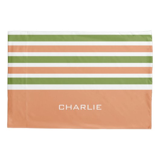 Streifen Muster benutzerdefinierte Monogramm-Pillo Kissenbezug (Rückseite)