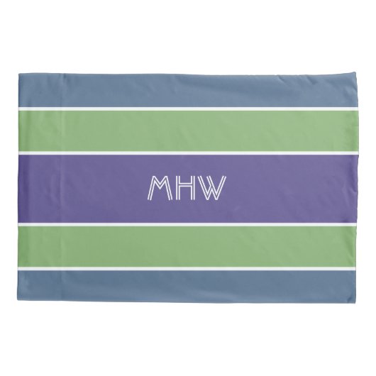 Streifen Muster benutzerdefinierte Monogramm-Pillo Kissenbezug (Rückseite)