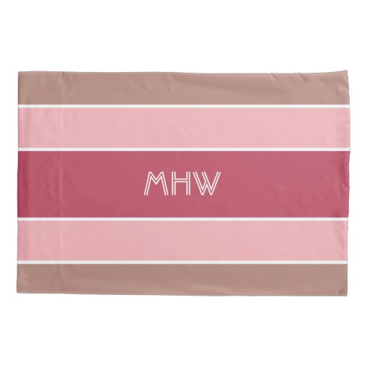 Streifen Muster benutzerdefinierte Monogramm-Pillo Kissenbezug (Rückseite)