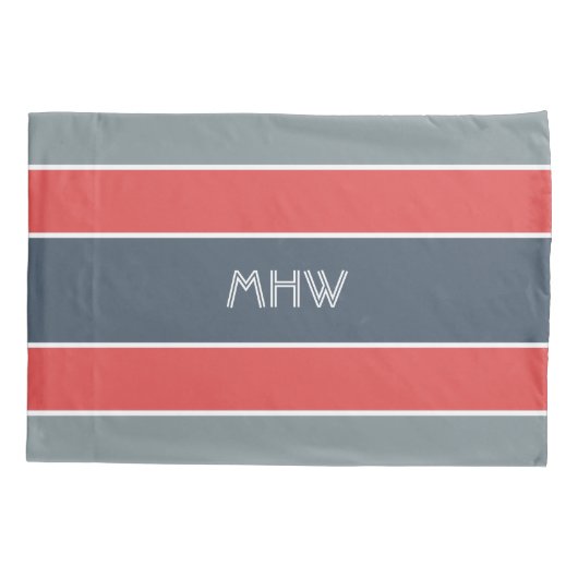 Streifen Muster benutzerdefinierte Monogramm-Pillo Kissenbezug (Rückseite)