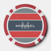 Streifen Muster benutzerdefinierte Monogramm-Poker Pokerchips (Rückseite)