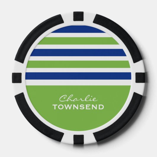 Streifen Muster benutzerdefinierte Monogramm-Poker Pokerchips (Vorderseite)