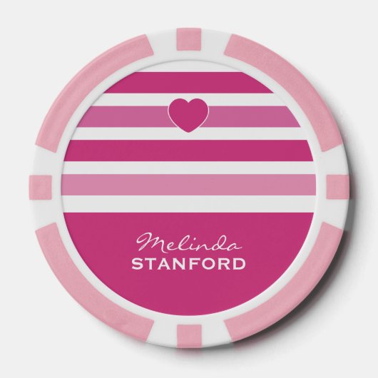 Streifen Muster benutzerdefinierte Monogramm-Poker Pokerchips (Vorderseite)