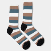 Streifen Muster braun Aquamarin weiß Socken (Rechts)