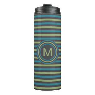 Streifen Muster Custom Monogram Tumbler Thermosbecher