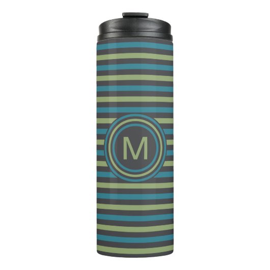 Streifen Muster Custom Monogram Tumbler Thermosbecher (Vorderseite)