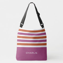 Streifen Muster für kundenspezifische Monogramm-Be Tragetaschen Mit Langen Trägern