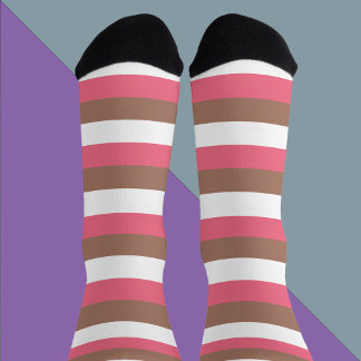 Streifen Muster Horizontal braun rosa Weiß Socken