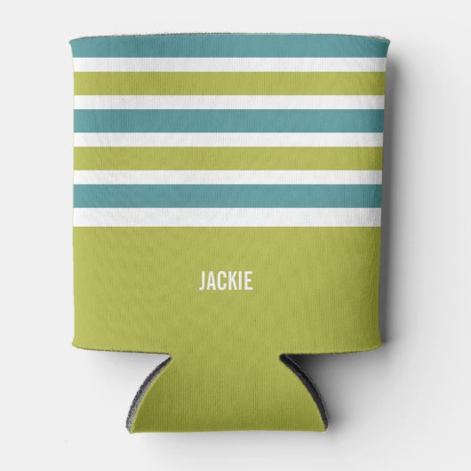 Streifen Muster kundenspezifische monogramm Geträn Dosenkühler (Vorderseite)