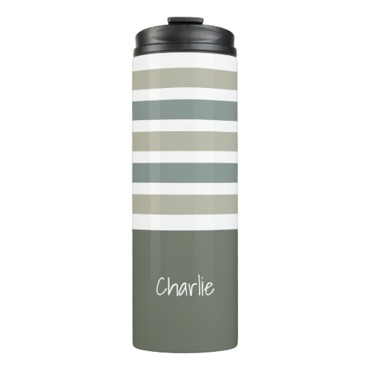 Streifen Muster kundenspezifischer Monogramm-Tumbl Thermosbecher (Vorderseite)