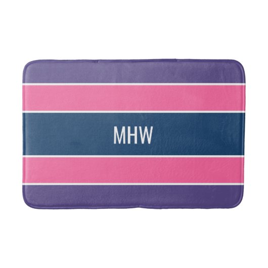 Streifen Muster Maßgeschneiderte Monogramm-Badmatt Badematte (Vorderseite)