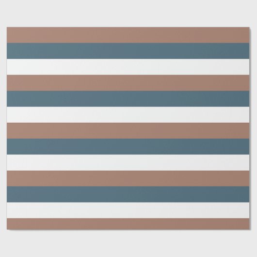 Streifen Muster Mocha Brown Aquamarin White Geschenkpapier (Flach)