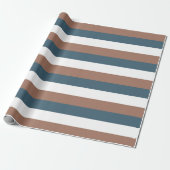 Streifen Muster Mocha Brown Aquamarin White Geschenkpapier (Ungerollt)