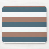 Streifen Muster Mocha Brown Aquamarin White Mousepad (Vorne)