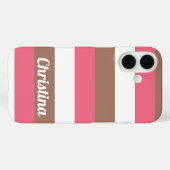 Streifen Muster Mocha Pink White personalisieren Case-Mate iPhone Hülle (Rückseite (Horizontal))