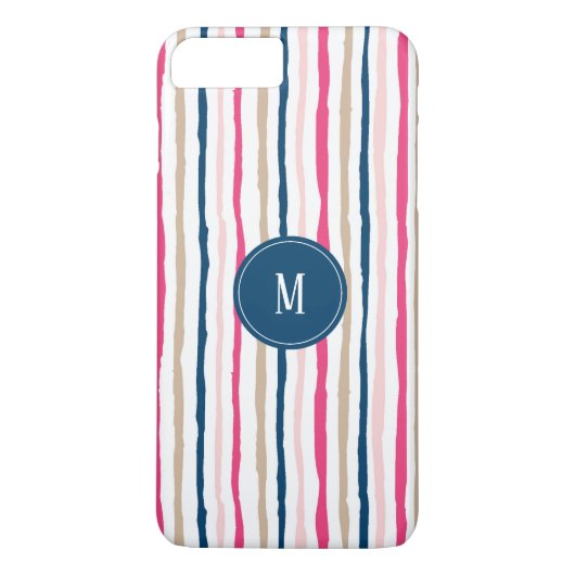 Streifen Muster Monogramm Case-Mate iPhone Hülle (Rückseite)