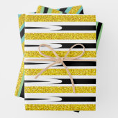 Streifen Muster Multicolor Glitzer Abstrakt Geschenkpapier Set (Beispiel)